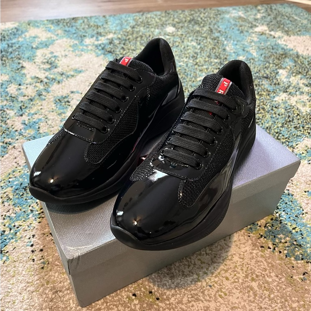 Prada Glossy Black Men's Athletic Shoes